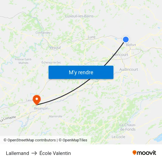 Lallemand to École Valentin map