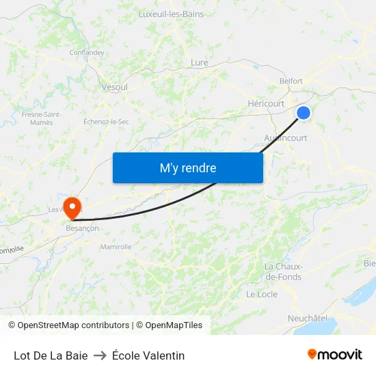 Lot De La Baie to École Valentin map