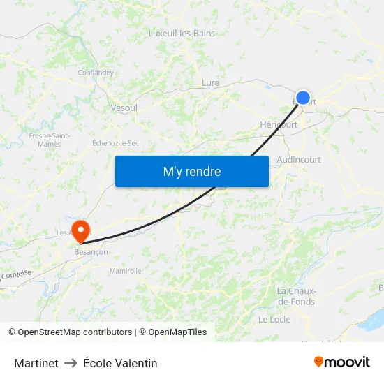 Martinet to École Valentin map