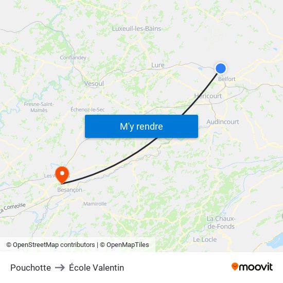 Pouchotte to École Valentin map