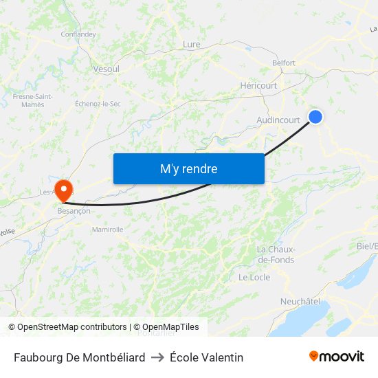 Faubourg De Montbéliard to École Valentin map