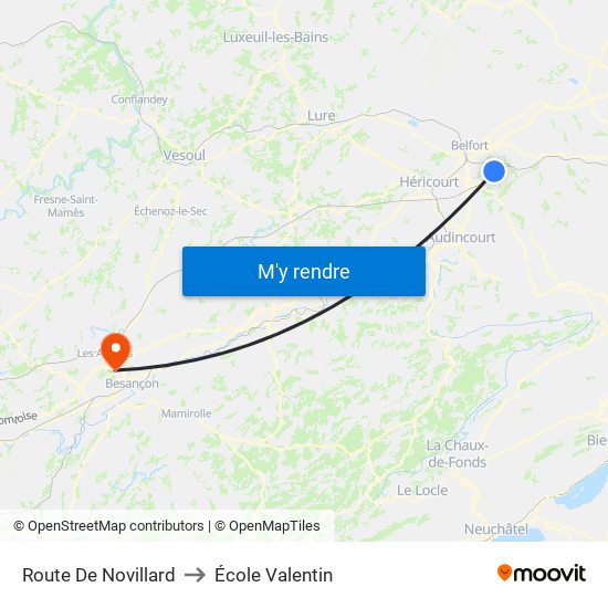 Route De Novillard to École Valentin map