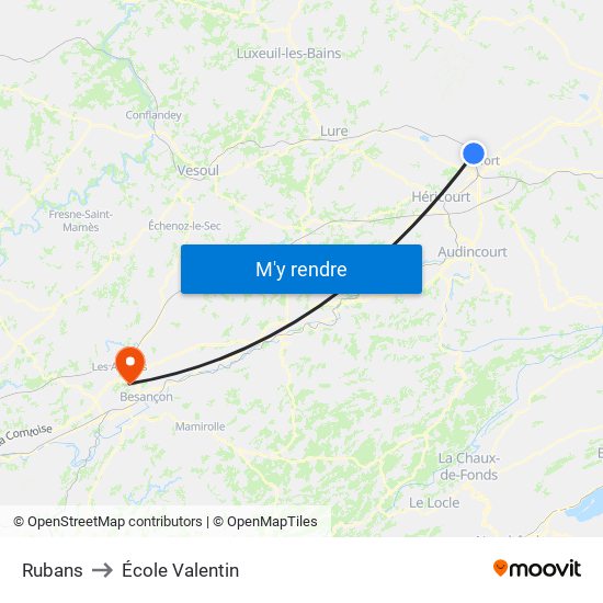 Rubans to École Valentin map