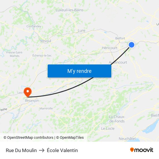 Rue Du Moulin to École Valentin map