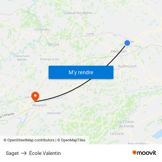 Saget to École Valentin map
