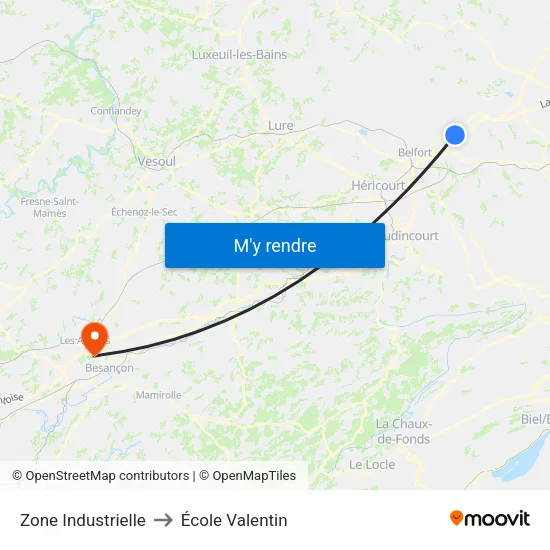 Zone Industrielle to École Valentin map