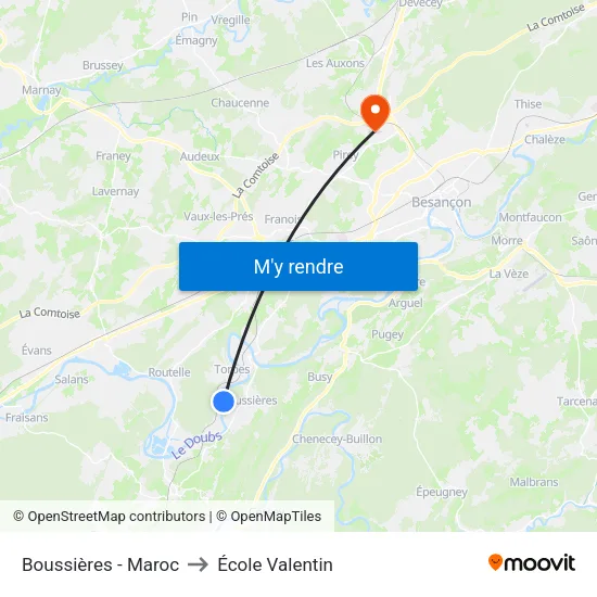 Boussières - Maroc to École Valentin map