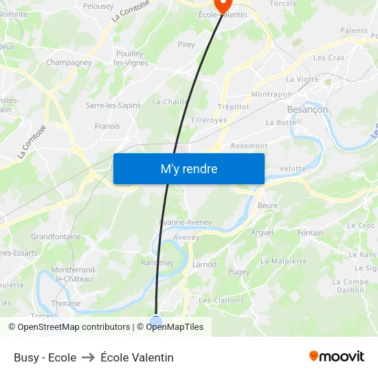 Busy - Ecole to École Valentin map
