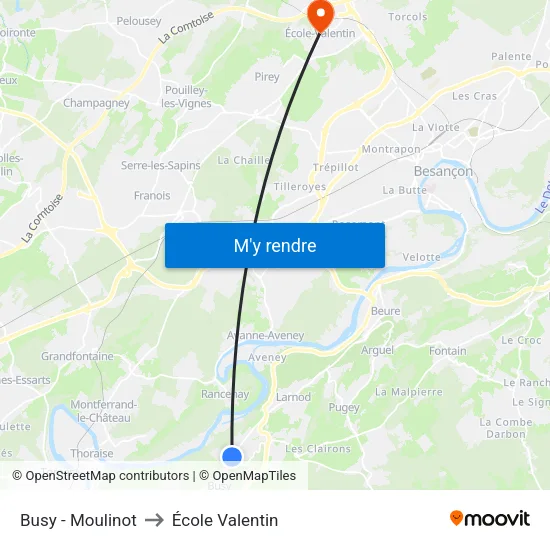 Busy - Moulinot to École Valentin map