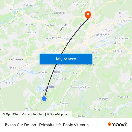 Byans-Sur-Doubs - Primaire to École Valentin map