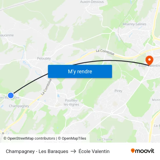 Champagney - Les Baraques to École Valentin map