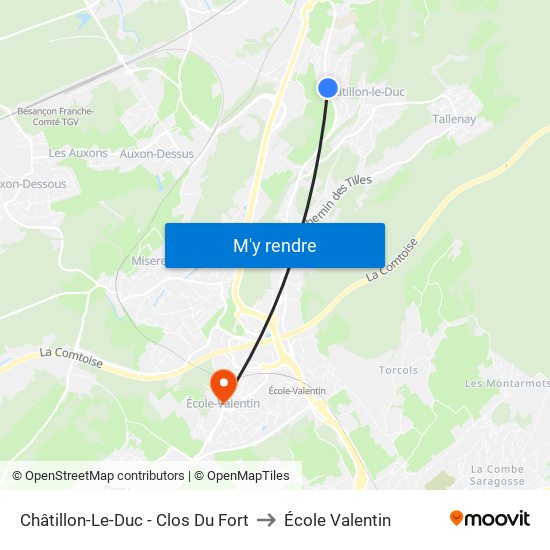Châtillon-Le-Duc - Clos Du Fort to École Valentin map
