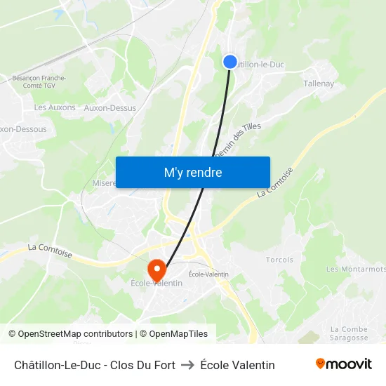 Châtillon-Le-Duc - Clos Du Fort to École Valentin map