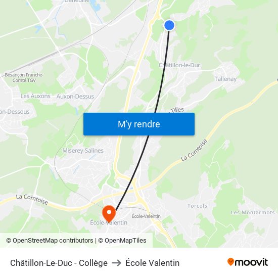 Châtillon-Le-Duc - Collège to École Valentin map