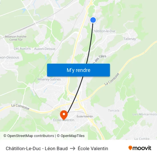 Châtillon-Le-Duc - Léon Baud to École Valentin map