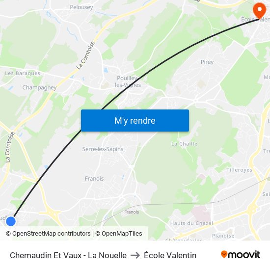 Chemaudin Et Vaux - La Nouelle to École Valentin map
