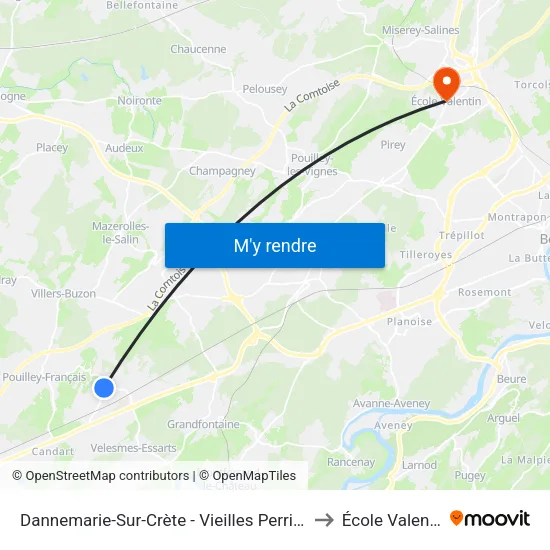 Dannemarie-Sur-Crète - Vieilles Perrières to École Valentin map