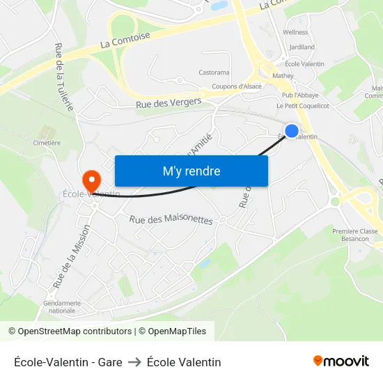École-Valentin - Gare to École Valentin map