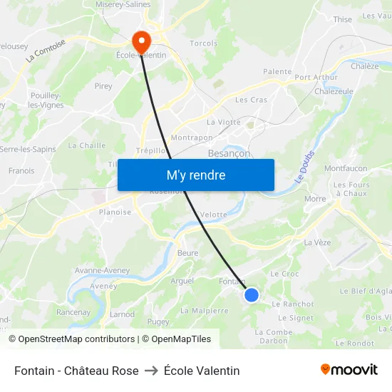 Fontain - Château Rose to École Valentin map