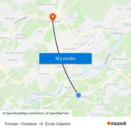 Fontain - Fontaine to École Valentin map