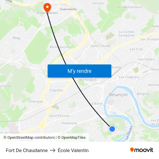 Fort De Chaudanne to École Valentin map