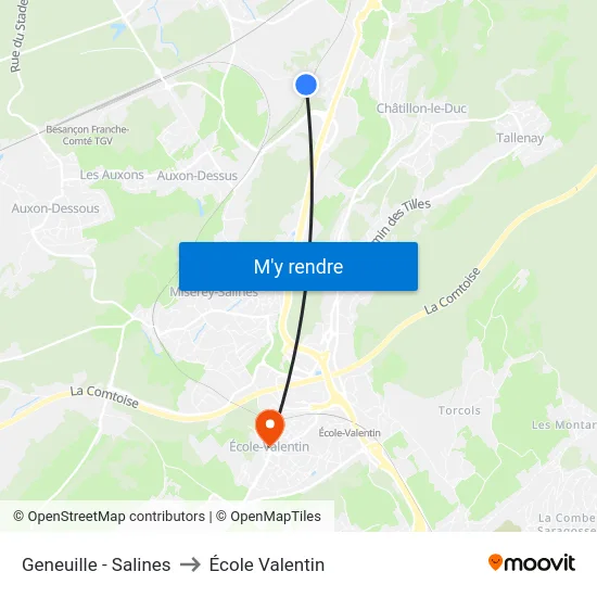 Geneuille - Salines to École Valentin map