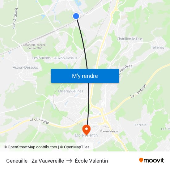 Geneuille - Za Vauvereille to École Valentin map