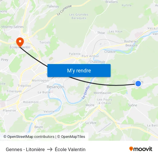 Gennes - Litonière to École Valentin map