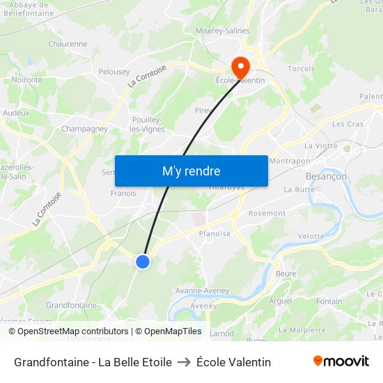 Grandfontaine - La Belle Etoile to École Valentin map