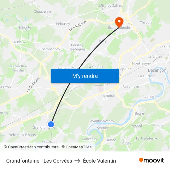Grandfontaine - Les Corvées to École Valentin map