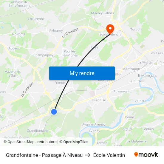 Grandfontaine - Passage À Niveau to École Valentin map