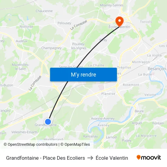 Grandfontaine - Place Des Ecoliers to École Valentin map