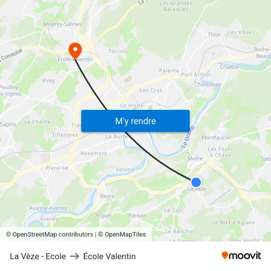 La Vèze - Ecole to École Valentin map