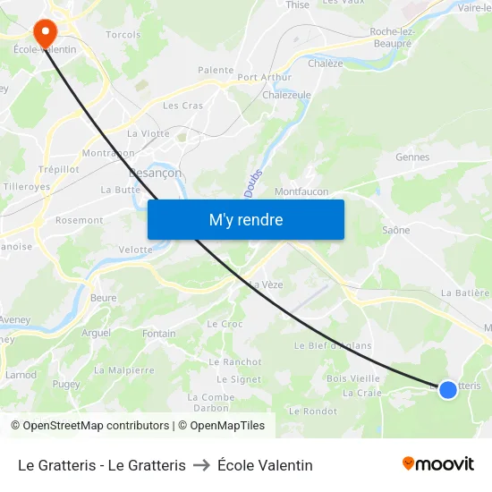 Le Gratteris - Le Gratteris to École Valentin map