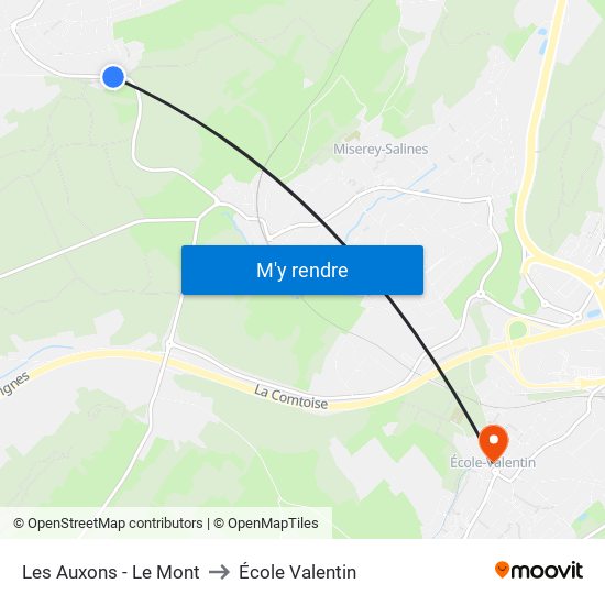 Les Auxons - Le Mont to École Valentin map