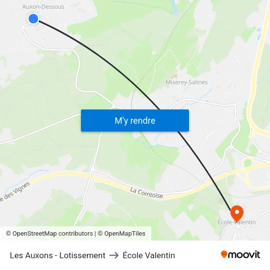 Les Auxons - Lotissement to École Valentin map
