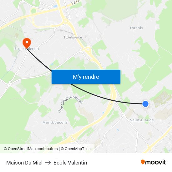 Maison Du Miel to École Valentin map