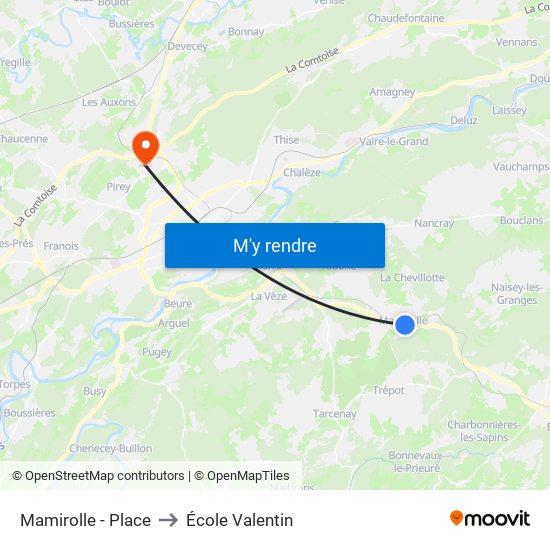 Mamirolle - Place to École Valentin map