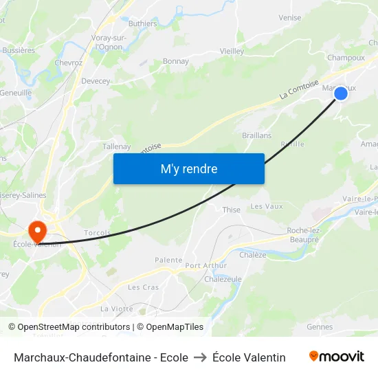 Marchaux-Chaudefontaine - Ecole to École Valentin map