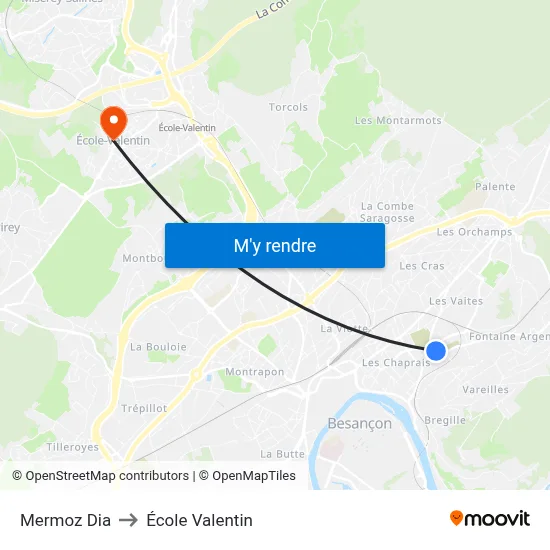 Mermoz Dia to École Valentin map