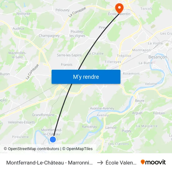 Montferrand-Le-Château - Marronniers to École Valentin map