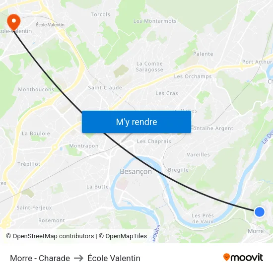 Morre - Charade to École Valentin map