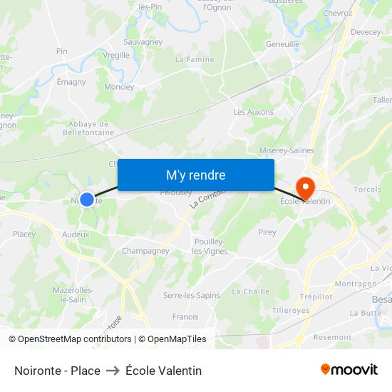 Noironte - Place to École Valentin map