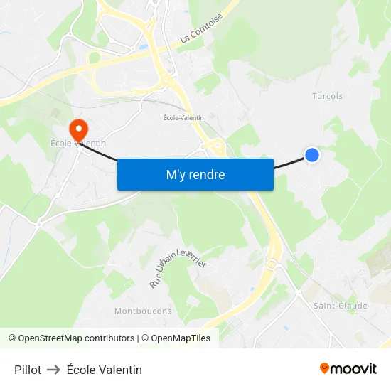 Pillot to École Valentin map