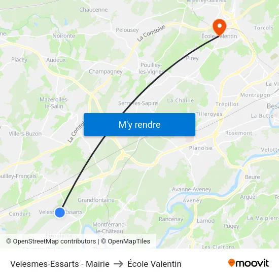 Velesmes-Essarts - Mairie to École Valentin map