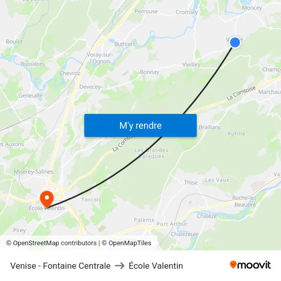 Venise - Fontaine Centrale to École Valentin map