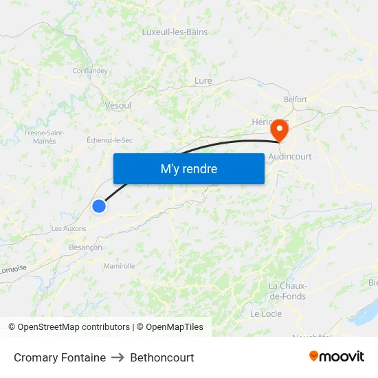 Cromary Fontaine to Bethoncourt map