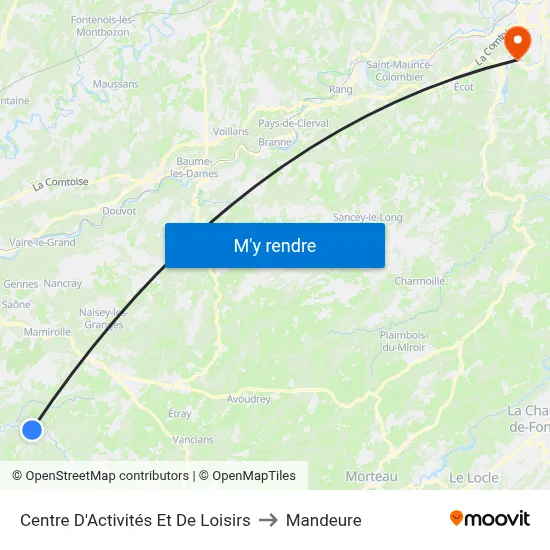Centre D'Activités Et De Loisirs to Mandeure map