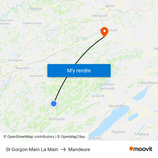 St-Gorgon-Main La Main to Mandeure map