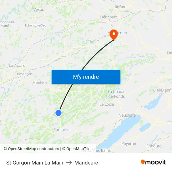 St-Gorgon-Main La Main to Mandeure map